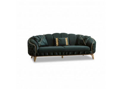 Chesterfield 2x 3-Seater Couch Upholstery Seat Textile Fabric Sofas