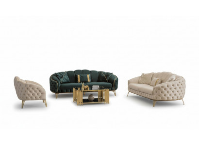 Complete living room set, 4-piece, stylish x2 3-seater couch, modern 2x armchair