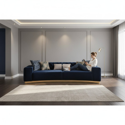Upholstered sofa 4-seater sofa textile seat luxurious design sofas modern