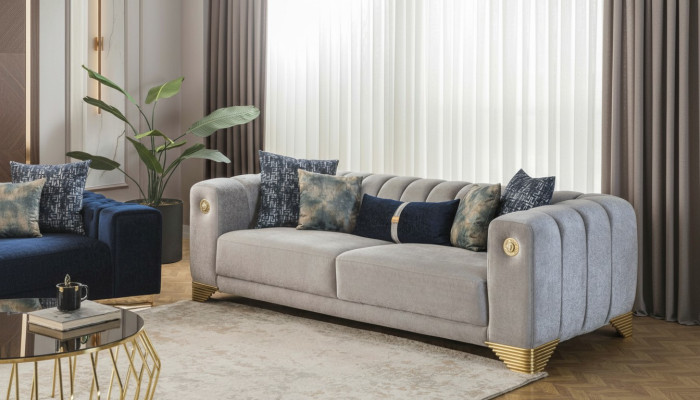 Upholstered sofa x2 3-seater sofas textile seating design sofas modern new