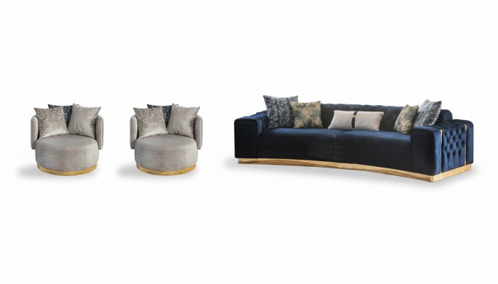 Living Room Complete Seating Set Chesterfield 4-Seater 2x Armchair 3-piece
