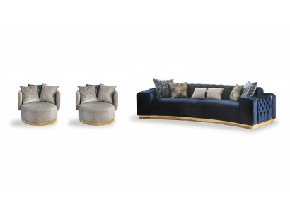 Living Room Complete Seating Set Chesterfield 4-Seater 2x Armchair 3-piece