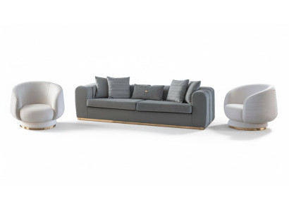 Gray and white living room seating set luxurious upholstered couches 4-seater armchair