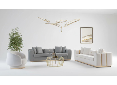 Gray and white living room upholstered sofas designer armchair 4-seater luxury furniture