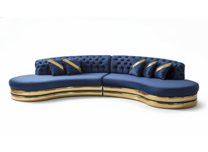 Exclusive Chesterfield 4-Seater Semi-Circular Sofa Designer Upholstered Couch