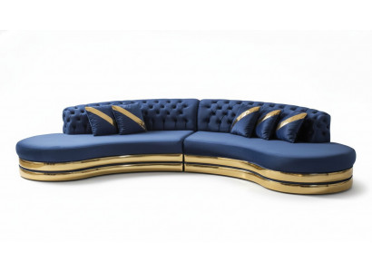 Exclusive Chesterfield 4-Seater Semi-Circular Sofa Designer Upholstered Couch