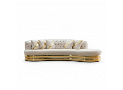 Half-round White Chesterfield Couch Designer 3-Seater Upholstered Furniture New