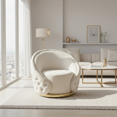 Modern Chesterfield White 2x Armchair Couch Sofa Upholstered Seat Lounge Relax New