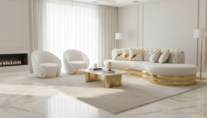 Exclusive Chesterfield Sofa Set Living Room Semi-Circular Sofa Armchair