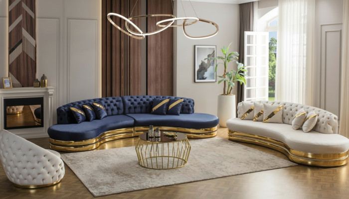 Modern Chesterfield Sofa Set Luxurious Four-Seater 3-Seater Armchair