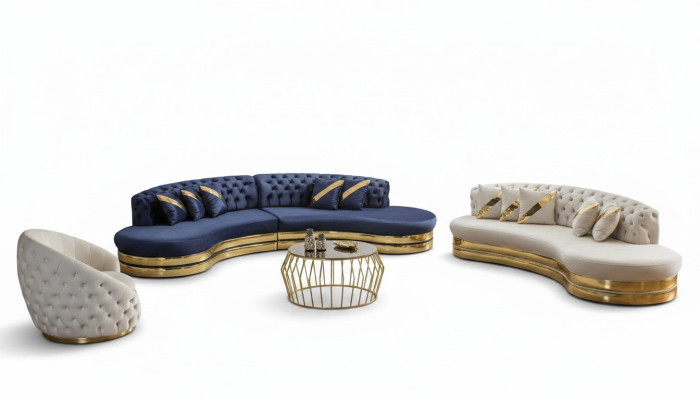 Modern Chesterfield Sofa Set Luxurious Four-Seater 3-Seater Armchair