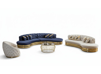 Modern Chesterfield Sofa Set Luxurious Four-Seater 3-Seater Armchair