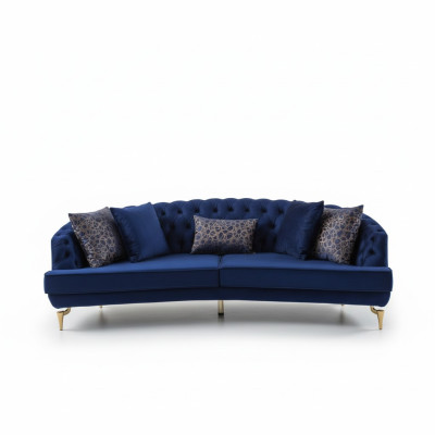 Modern blue sofa set, luxurious four-seater textile sofas, four-seater.