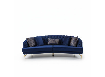 Modern blue sofa set, luxurious four-seater textile sofas, four-seater.
