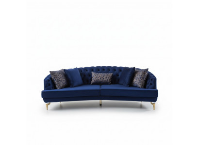 Modern blue sofa set, luxurious four-seater textile sofas, four-seater.