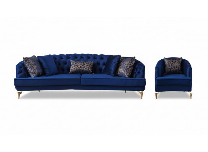 Exclusive Chesterfield Sofa Set Designer Four-Seater Luxury 1-Seater 2-Piece