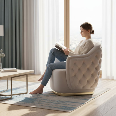 Armchair 1-Seater Upholstered Sofas Design Luxury Textile Couch White Sofa New