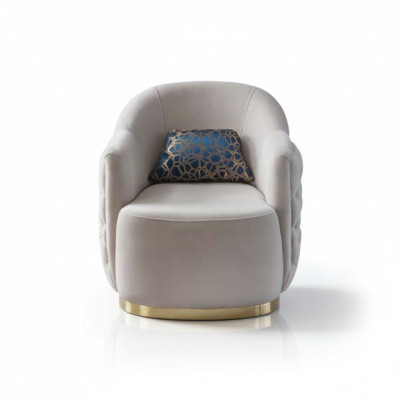 Armchair 1-Seater Upholstered Sofas Design Luxury Textile Couch White Sofa New