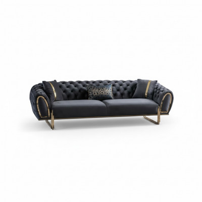 Black upholstered couch designer Chesterfield living room upholstered sofa