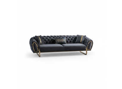 Black upholstered couch designer Chesterfield living room upholstered sofa