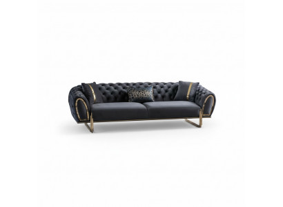 Black upholstered couch designer Chesterfield living room upholstered sofa