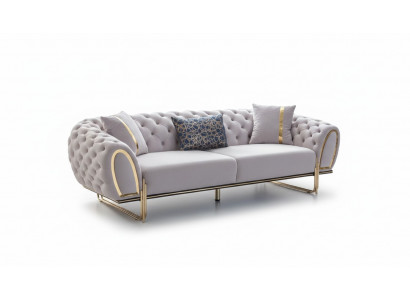Luxurious 2x Chesterfield Sofas Designer Upholstered Couches Modern Furniture
