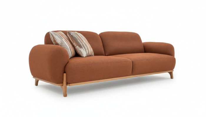 Modern brown upholstered three-seater high-quality living room noble couches