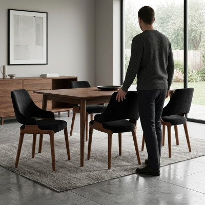 Luxury Dining Room Black 4x Chairs Modern Wood Furniture Chair Design Furnishings