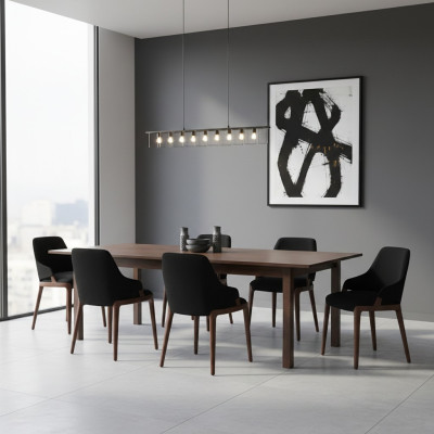 Modern black 6x chairs luxury wood furniture chairs design interior new