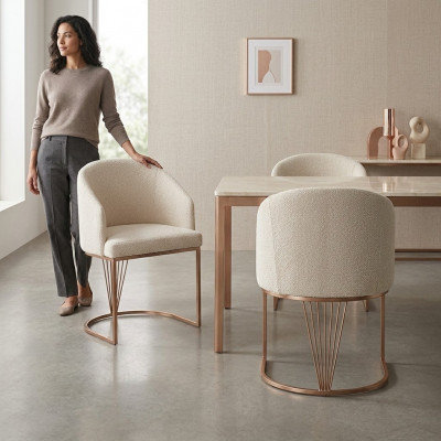 Upholstered Chair 2x Dining Chair Wooden Chair Kitchen Chair White Modern Gold