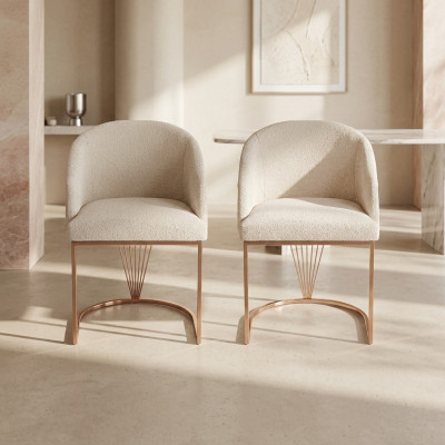 Upholstered Chair 2x Dining Chair Wooden Chair Kitchen Chair White Modern Gold
