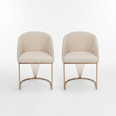 Upholstered Chair 2x Dining Chair Wooden Chair Kitchen Chair White Modern Gold