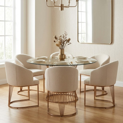 Group Furniture Chairs 6x Chair Set Textile Upholstery Seat Stainless Steel Dining Room New