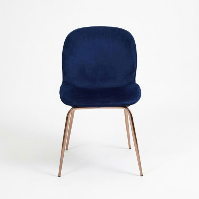 Group Set Blue Chairs 4x Chair Set Textile Upholstered Seat Dining Room