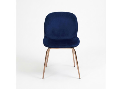 Group Set Blue Chairs 4x Chair Set Textile Upholstered Seat Dining Room