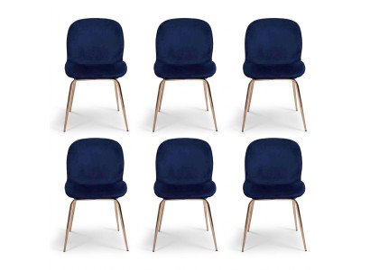 Dining room set furniture blue chairs 6x chairs set textile upholstered seat