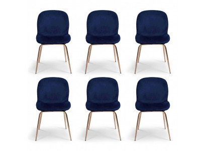 Dining room set furniture blue chairs 6x chairs set textile upholstered seat