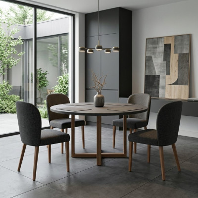 Upholstered armchair modern wood 4x chairs luxury upholstered design chair lounge chair