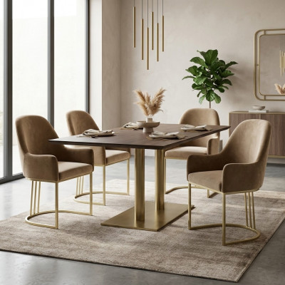 Group Set 4x Armchair Chair Design Fabric Upholstered Chairs Dining Room Textile