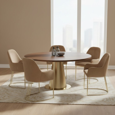 Group Set 6x Armchair Chair Design Fabric Upholstered Chairs Dining Room Textile
