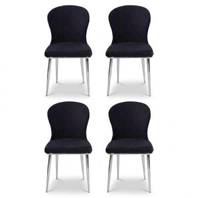 Group Set of 4x Armchair Chair Design Fabric Upholstered Chairs Dining Room Textile