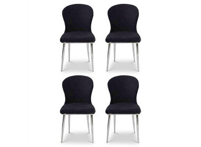Group Set of 4x Armchair Chair Design Fabric Upholstered Chairs Dining Room Textile