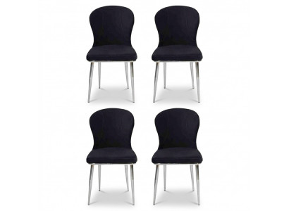 Group Set of 4x Armchair Chair Design Fabric Upholstered Chairs Dining Room Textile