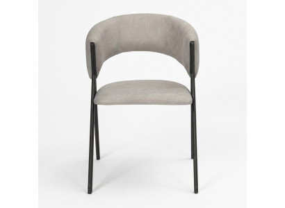 Light gray dining chair designer upholstered seat with metal frame single-seater