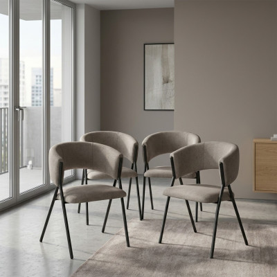 Dining Room Textile Group Set of 4x Armchair Design Fabric Upholstered Chairs