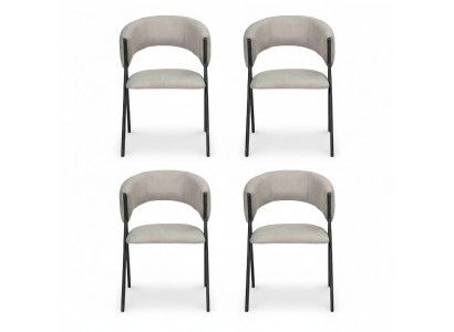 Dining Room Textile Group Set of 4x Armchair Design Fabric Upholstered Chairs