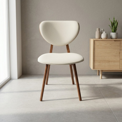 White dining chair designer wood chair luxury single-seater with armrests