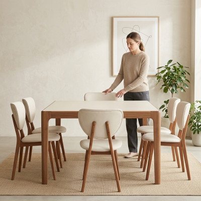 Modern White 6x Chairs Wooden Chair Single Seat Chair without Armrests New