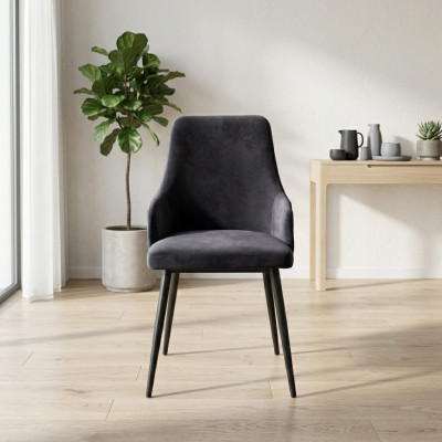 Black designer 2x chairs luxury dining room single-seat modern furnishing
