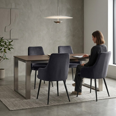 Modern black designer 4x chairs luxury dining room single-seater furniture